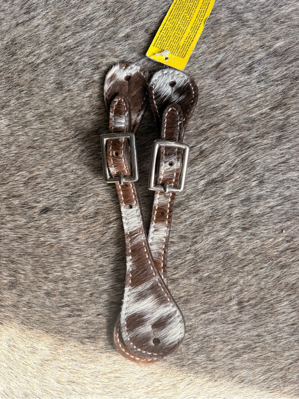 Youth Brown and White Cowhide Leather Strap with Buckle